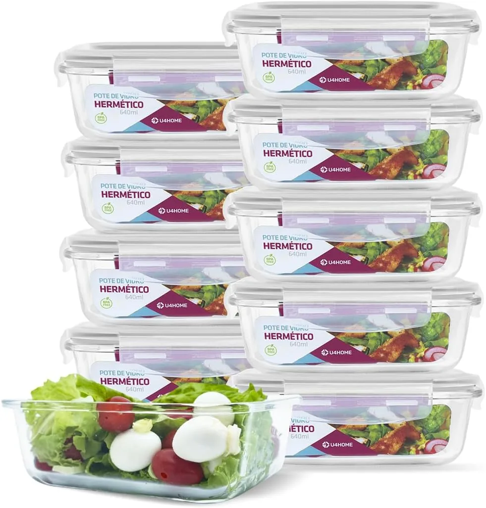 Conjunto 20 Potes Vidro Hermético